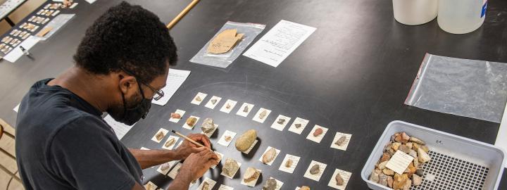 Student in an anthropology lab.