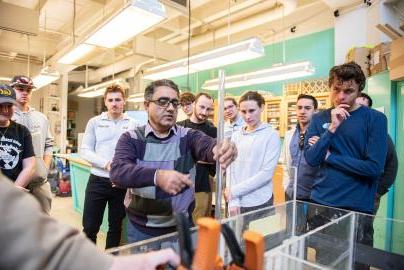 Students in a civil engineering lab.